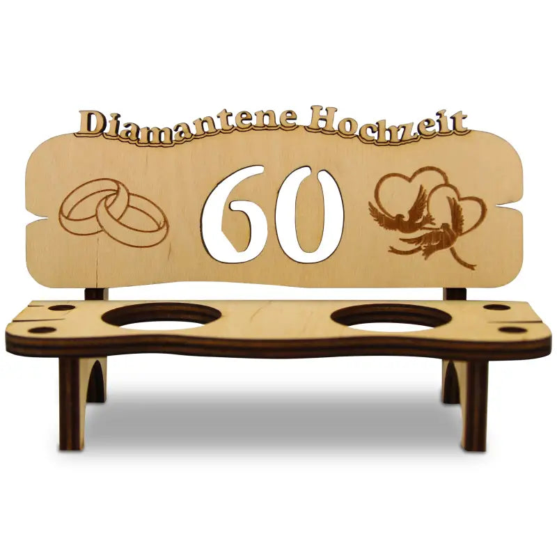Holzbänkchen zum 60. Jubiläum mit Gravur als schnapsbank Geschenk zur Hochzeit