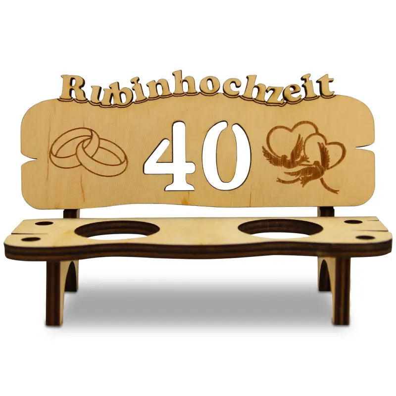 Holz Schnapsbank mit Gravur Geschenk für Hochzeit oder Jubiläum, eleganter Weinflaschenhalter