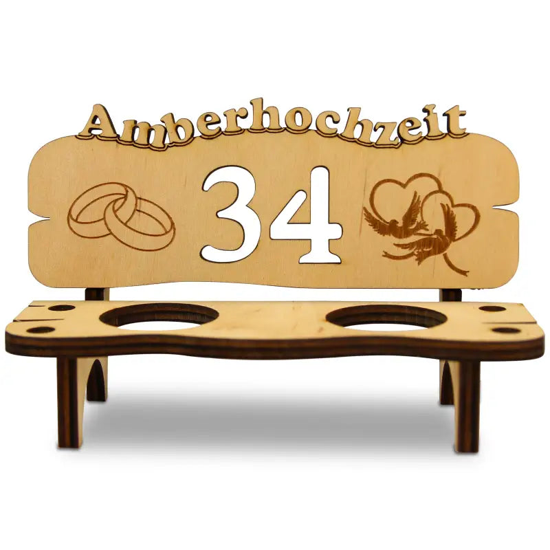 Holz Schnapsbank mit Gravur als Geschenk zur Hochzeit oder Jubiläum