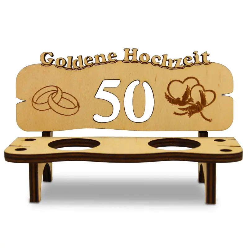 Holz Schnapsbank mit Gravur 50. Jubiläum Geschenk zur Hochzeit oder Jubiläum