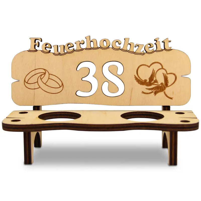 Holz Schnapsbank mit Gravur als Geschenk zur Hochzeit oder Jubiläum
