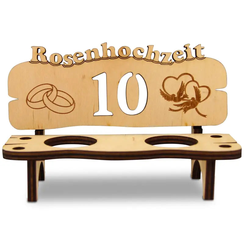 Holz Schnapsbank mit Gravur als Geschenk zur Hochzeit oder Jubiläum