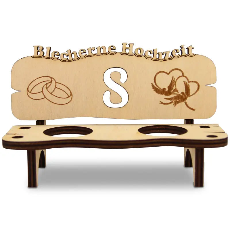 Holz-Schnapsbank mit Gravur Geschenk zur Hochzeit oder Jubiläum
