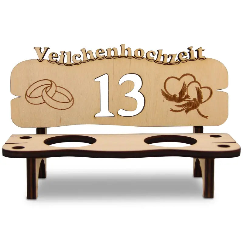 Holz Schnapsbank mit Gravur, Geschenk zur Hochzeit oder Jubiläum, stilvoller Weinflaschenhalter