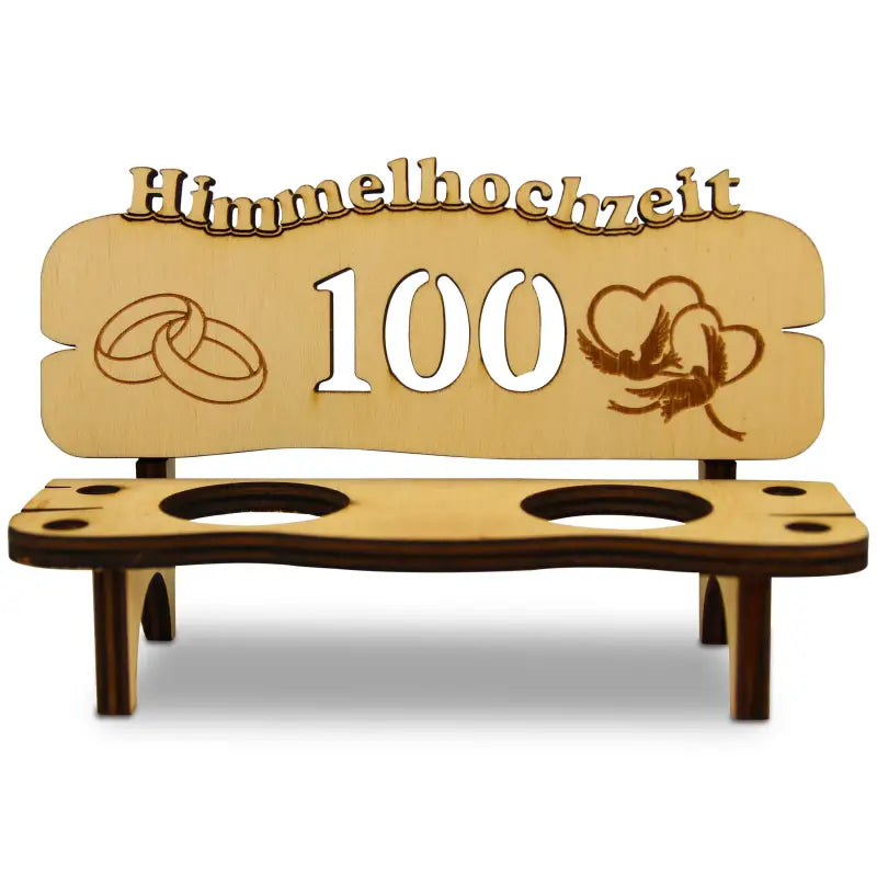 Holz Schnapsbank mit Gravur und Hochzeitsthematik als Geschenk zur Hochzeit oder Jubiläum
