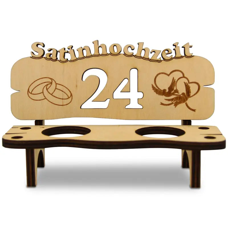 Holz Schnapsbank mit Gravur als Geschenk zur Hochzeit oder Jubiläum