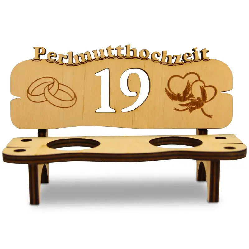Holz-Schnapsbank mit Gravur, Herz- und Ringdesign, perfektes Geschenk zur Hochzeit