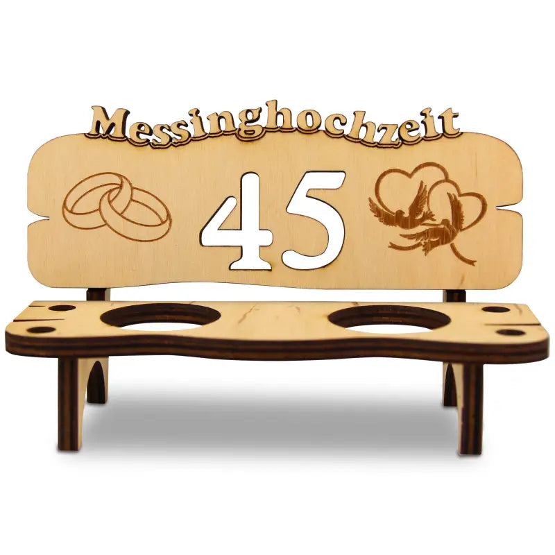 Holz Schnapsbank mit Gravur 45. Jubiläum Geschenk zur Hochzeit oder Jubiläum