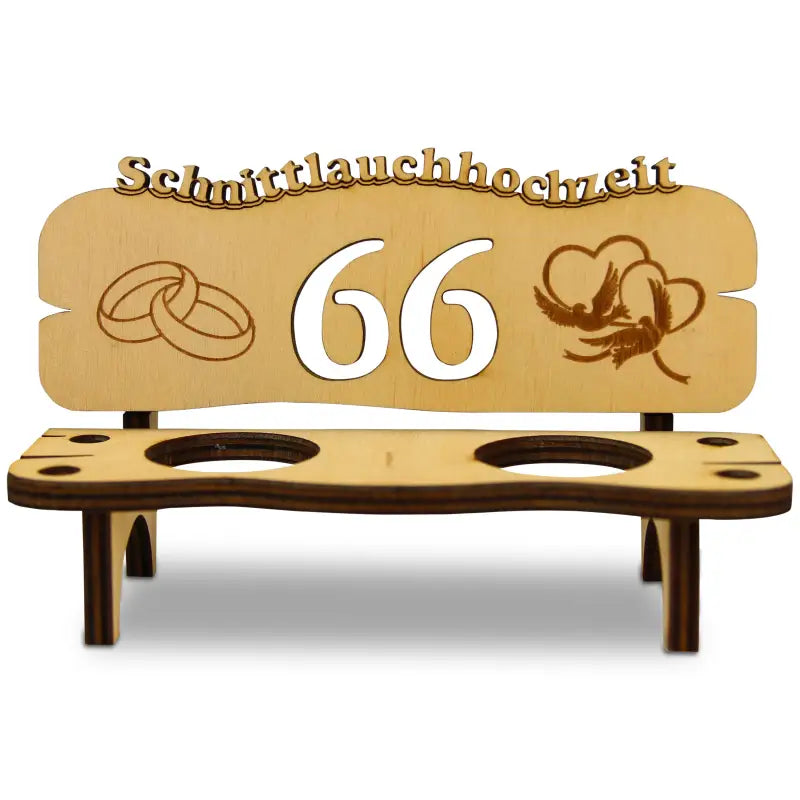 Holz schnapsbank mit Gravur als Geschenk zur Hochzeit oder Jubiläum
