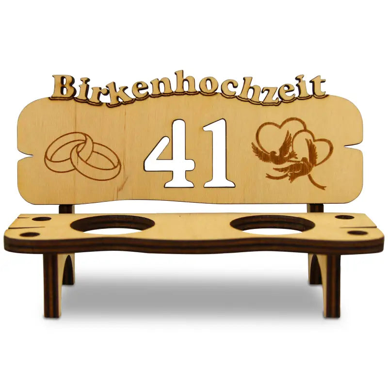 Holz Schnapsbank mit Gravur und Hochzeitsdesign als Geschenk zur Jubiläum