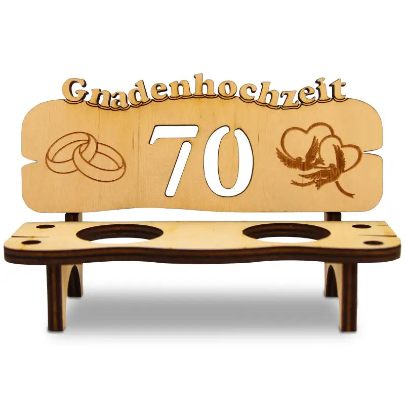 Holz-Schnapsbank mit Gravur und Cut-out Design, perfektes Geschenk zur Hochzeit
