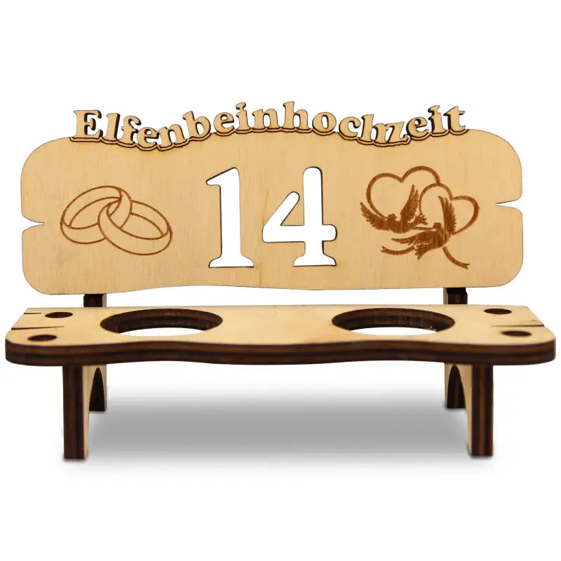 Holz-Schnapsbank mit Gravur als Hochzeits- oder Jubiläumsgeschenk