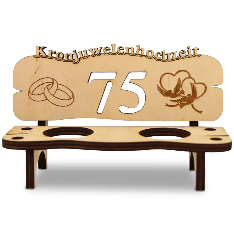 Holz-Schnapsbank mit Gravur als Geschenk zur Hochzeit oder Jubiläum