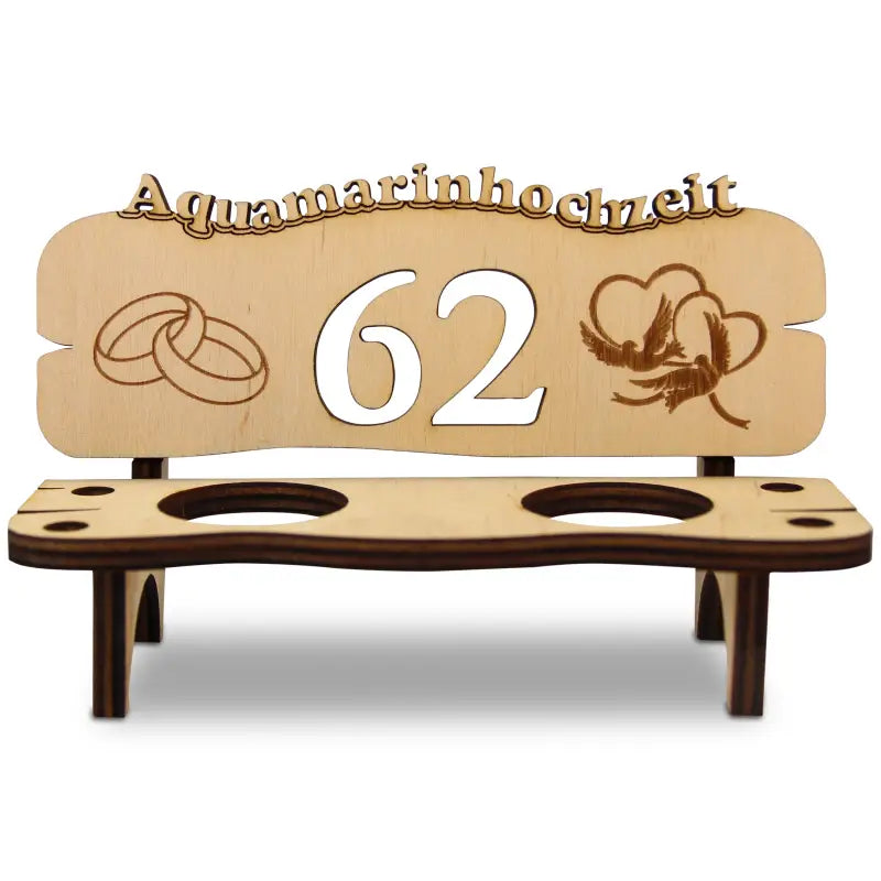 Holze Schnapsbank mit Gravur Geschenk zur Hochzeit oder Jubiläum