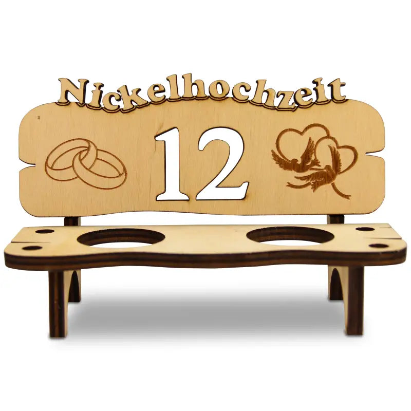 Holz Schnapsbank mit Gravur als Geschenk zur Hochzeit oder Jubiläum
