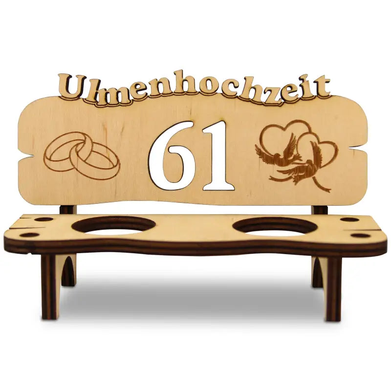 Holz Schnapsbank mit Gravur als Geschenk zur Hochzeit oder Jubiläum