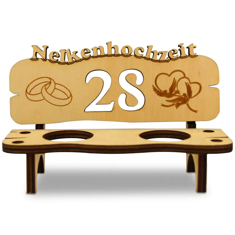 Holz-Schnapsbank mit Gravur Geschenk zur Hochzeit oder Jubiläum