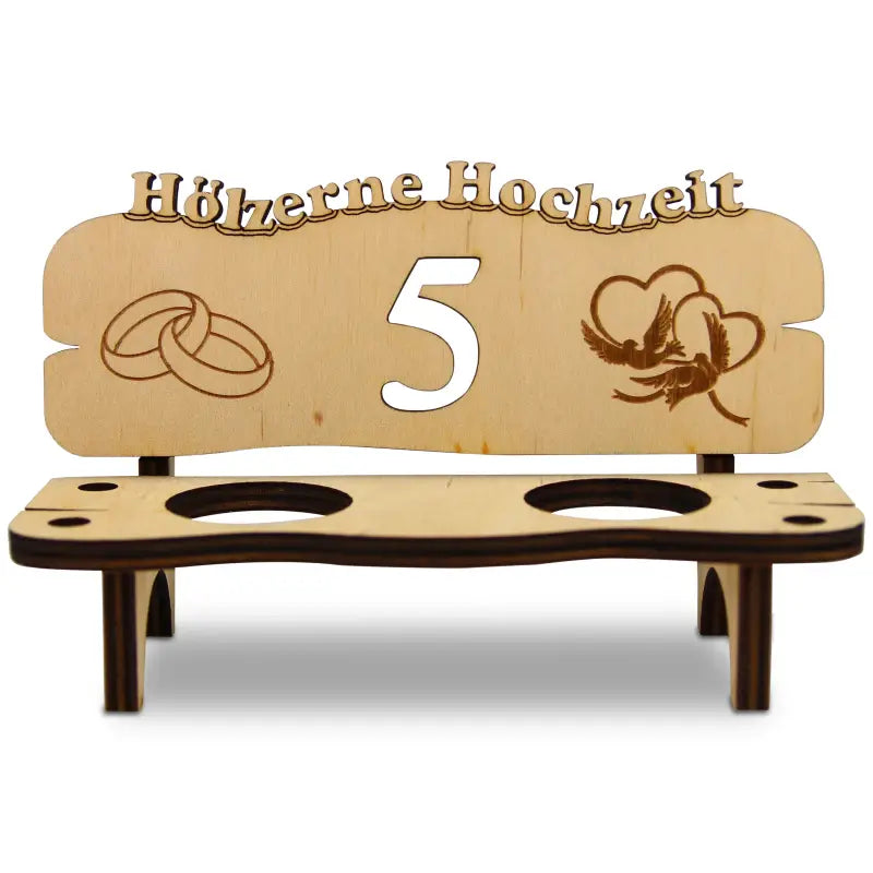 Schnapsbank aus Holz mit Gravur, Wein- und Schnapsglashalter, Geschenk zur Hochzeit