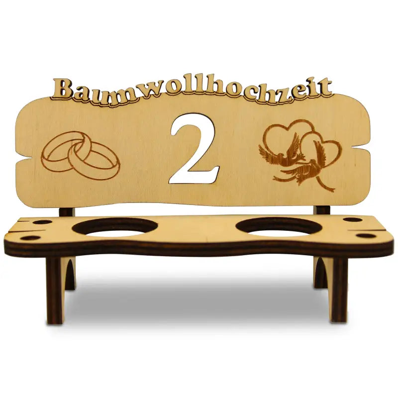 Holz Schnapsbank mit Gravur Geschenk zur Hochzeit oder Jubiläum mit Wedding Anniversary Thema