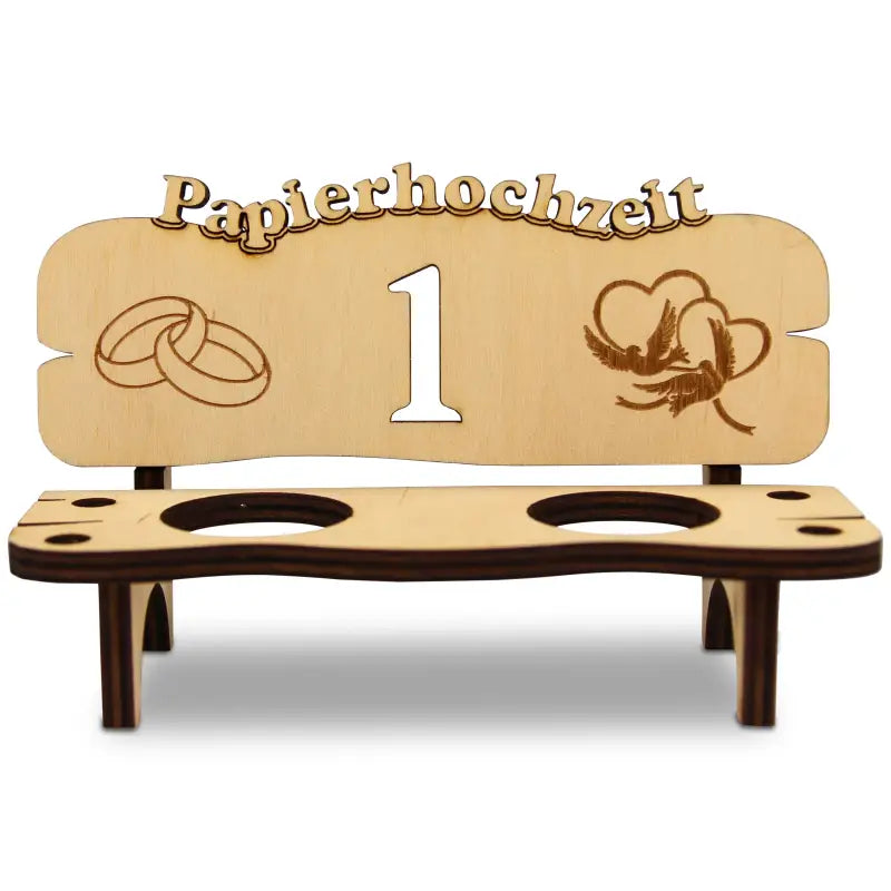 Holz Schnapsbank mit Gravur als Geschenk zur Hochzeit oder Jubiläum