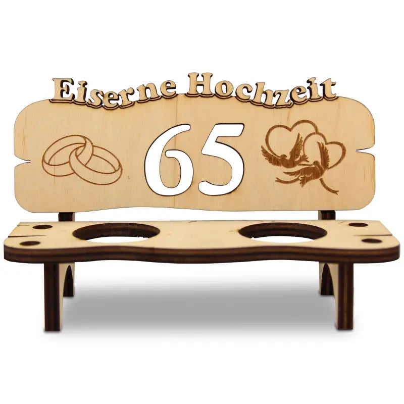 Holz-Schnapsbank mit Gravur als Geschenk zur Hochzeit oder Jubiläum