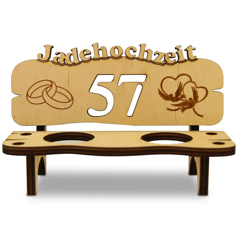 Holz Schnapsbank mit Gravur als Geschenk zur Hochzeit oder Jubiläum