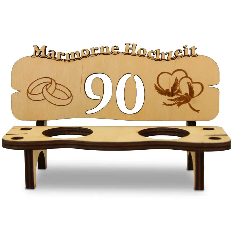 Holz Schnapsbank mit Gravur und Hochzeitsdesign als Geschenk zur Hochzeit oder Jubiläum