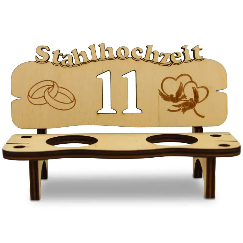 Holz Schnapsbank mit Gravur als Geschenk zur Hochzeit oder Jubiläum