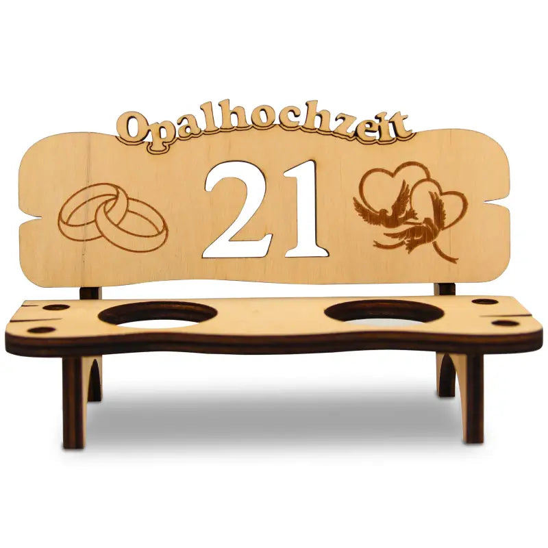 Holz Schnapsbank mit Gravur Geschenk zur Hochzeit oder Jubiläum