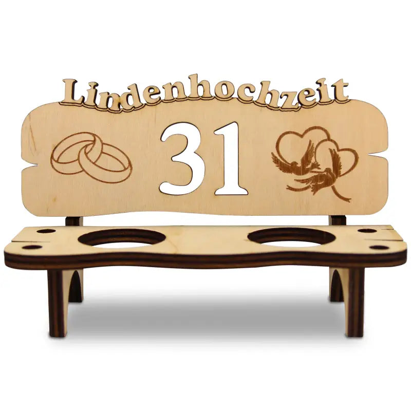Holz Schnapsbank mit Gravur Geschenk zur Hochzeit oder Jubiläum