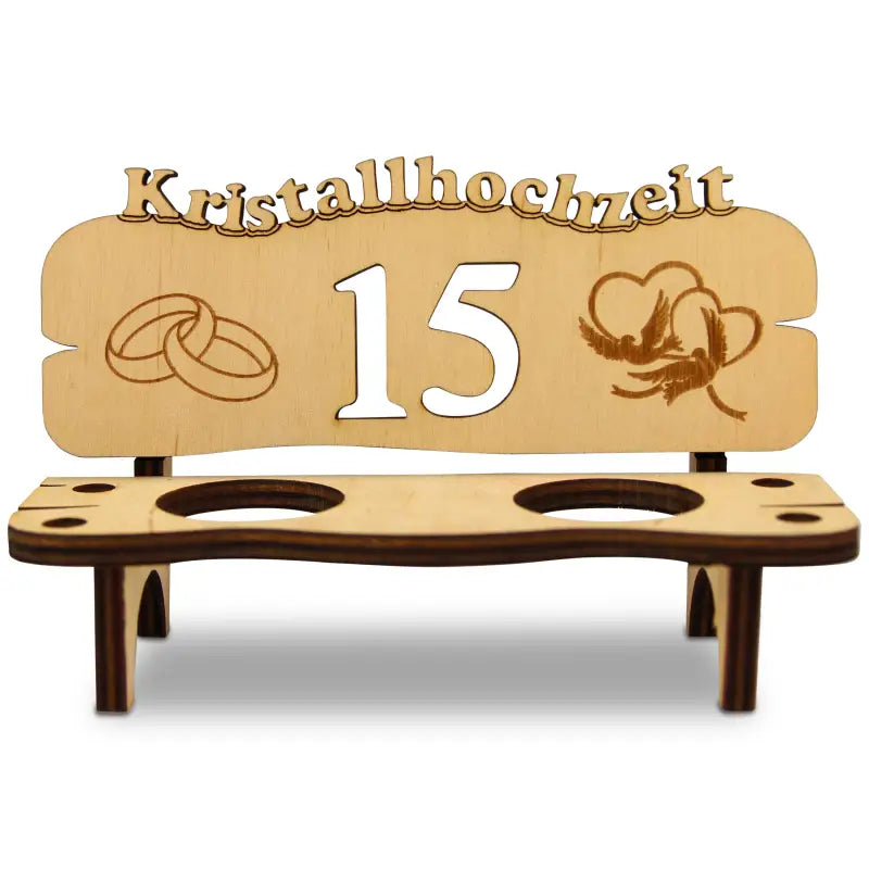 Schnapsbank aus Holz mit Gravur Geschenk zur Hochzeit oder Jubiläum