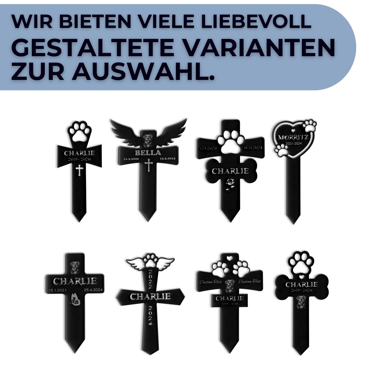 Acryl Grabkreuz für Haustiere, personalisierte Produkte, wetterfestes schwarzes Acryl Grabkreuz