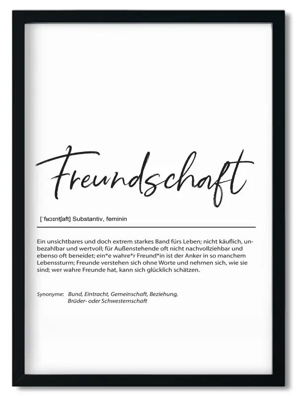 Gerahmtes Bruder Spruchposter im Handlettering Stil mit deutschem Text für beste Freundin