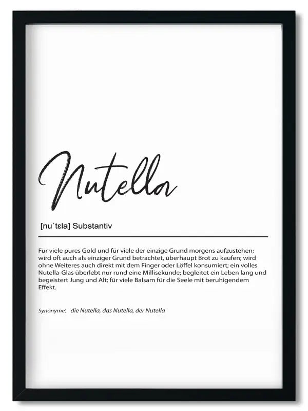 Gerahmtes Bruder Spruchposter im Handlettering Stil mit Nutella Definition für beste Freundin