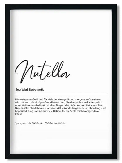 Gerahmtes Bruder Spruchposter im Handlettering Stil mit Nutella Definition für beste Freundin