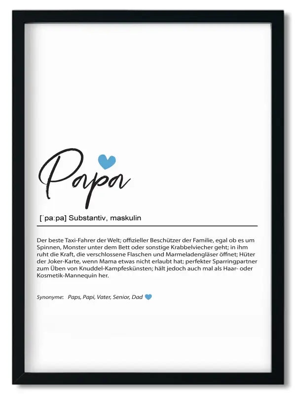 Gerahmtes Bruder Spruchposter im Handlettering Stil mit Papa Definition für beste Freundin