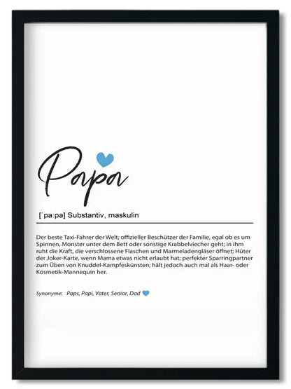 Gerahmtes Bruder Spruchposter im Handlettering Stil mit Papa Definition für beste Freundin