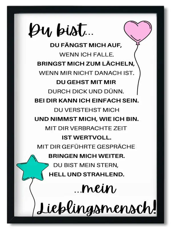 Gerahmtes Bruder Spruchposter im Handlettering Stil als Geschenk für beste Freundin
