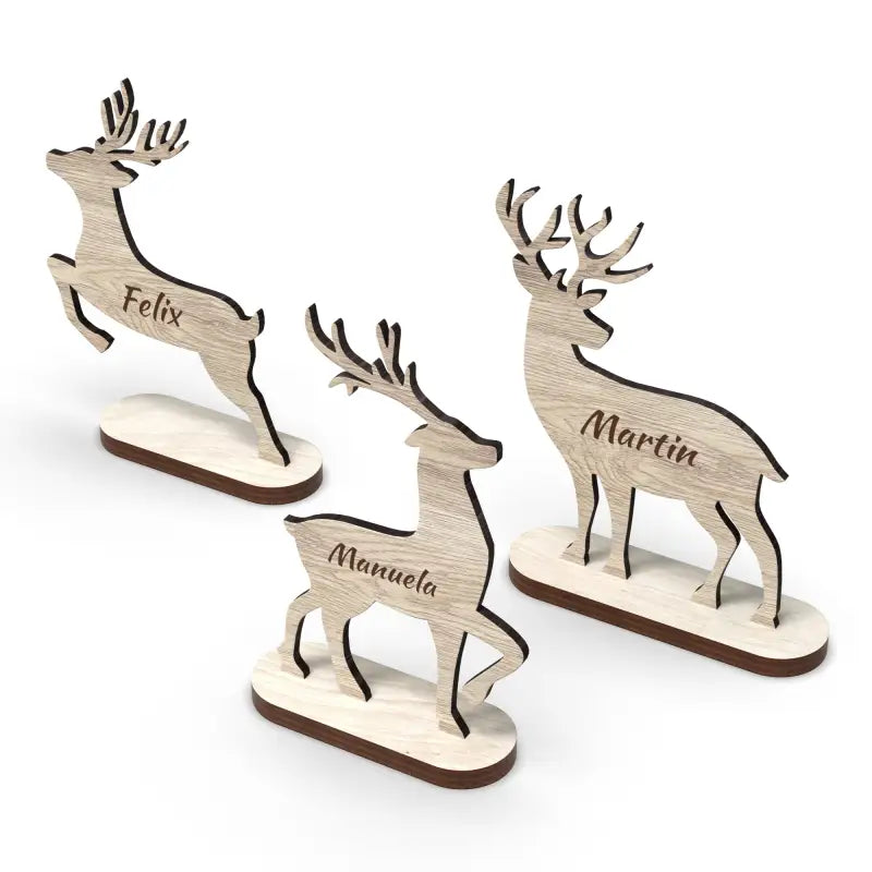 Holzene Hirsch Aufsteller als Platzhalter mit Rentiernamen von Urhome Hirsch